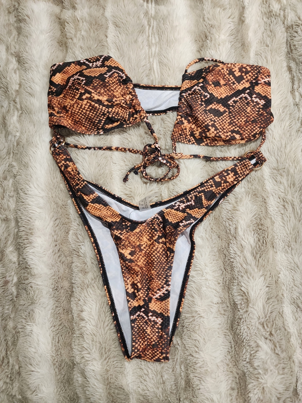 SHEIN Orange & Black Snake Print Bikini Set
